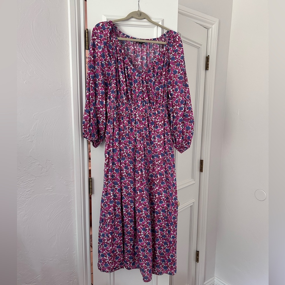 J. Crew Long Sleeve Floral Dress - Purple and Pink